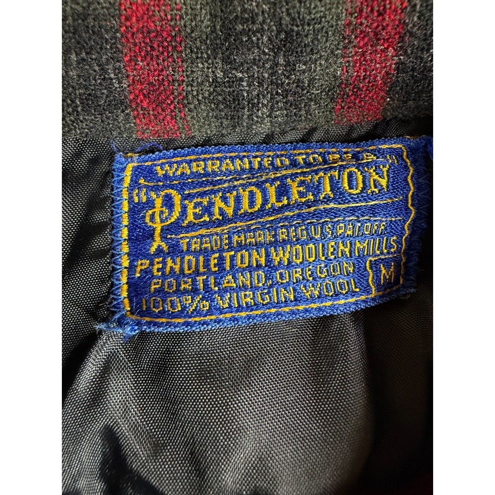 Vtg Pendleton Red Black Plaid Wool Shirt Jacket USA Mens M Lumberjack - Picture 5 of 6